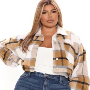 Plus Size Plaid Crop Jacket